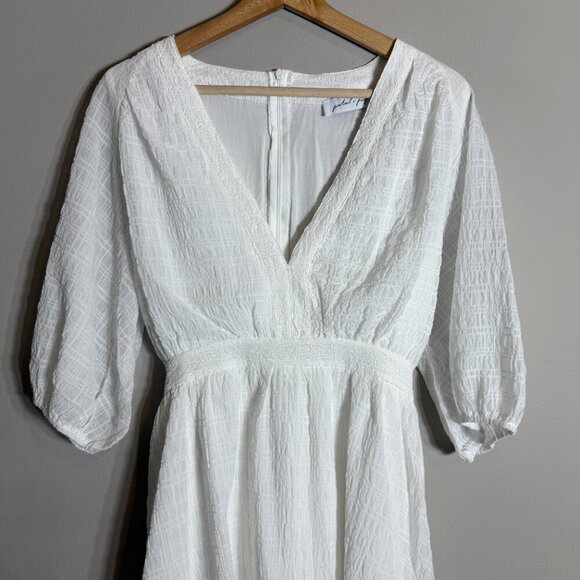 Petal + Pup Quinnie Balloon Sleeve Mini Dress Women's Large White Party Bridal - Picture 6 of 14